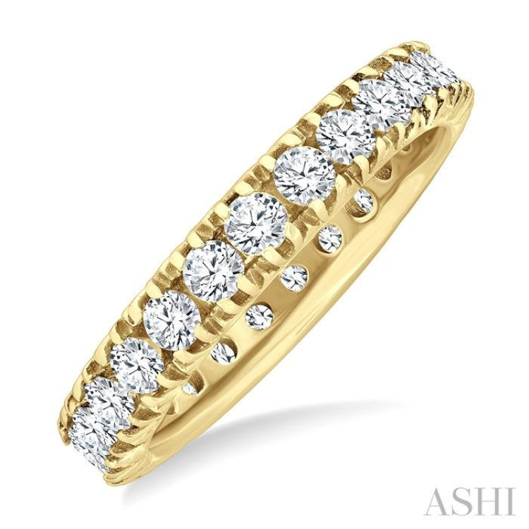 1 1/2 Ctw Round Cut Diamond Eternity Wedding Band in 14K Yellow Gold 1 1/2 Ctw Round Cut Diamond Eternity Wedding Band in 14K Yellow Gold