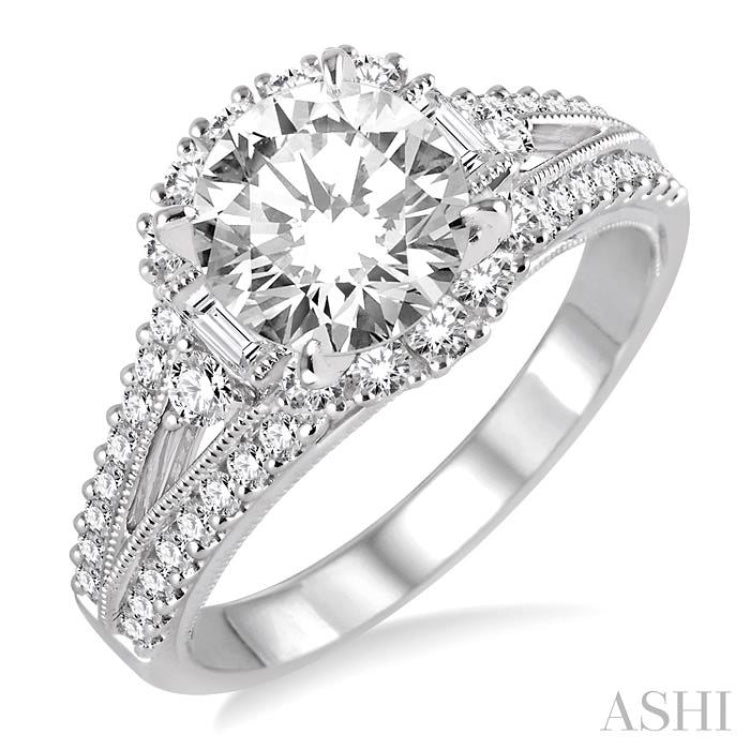 3/4 Ctw Diamond Semi-mount Engagement Ring in 14K White Gold 3/4 Ctw Diamond Semi-mount Engagement Ring in 14K White Gold