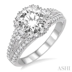 3/4 Ctw Diamond Semi-mount Engagement Ring in 14K White Gold 3/4 Ctw Diamond Semi-mount Engagement Ring in 14K White Gold