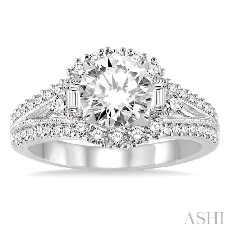 3/4 Ctw Diamond Semi-mount Engagement Ring in 14K White Gold 3/4 Ctw Diamond Semi-mount Engagement Ring in 14K White Gold
