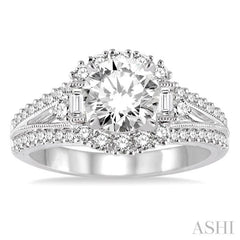3/4 Ctw Diamond Semi-mount Engagement Ring in 14K White Gold 3/4 Ctw Diamond Semi-mount Engagement Ring in 14K White Gold