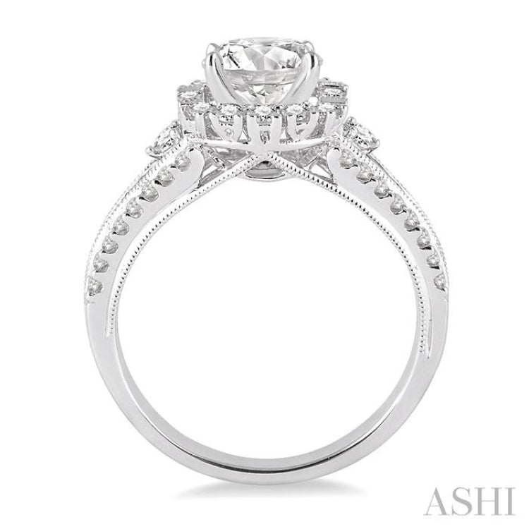 3/4 Ctw Diamond Semi-mount Engagement Ring in 14K White Gold 3/4 Ctw Diamond Semi-mount Engagement Ring in 14K White Gold