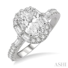 5/8 Ctw Oval Shape Baguette and Round Cut Diamond Semi-Mount Engagement Ring in 14K White Gold 5/8 Ctw Oval Shape Baguette and Round Cut Diamond Semi-Mount Engagement Ring in 14K White Gold