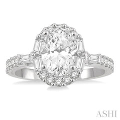 5/8 Ctw Oval Shape Baguette and Round Cut Diamond Semi-Mount Engagement Ring in 14K White Gold 5/8 Ctw Oval Shape Baguette and Round Cut Diamond Semi-Mount Engagement Ring in 14K White Gold