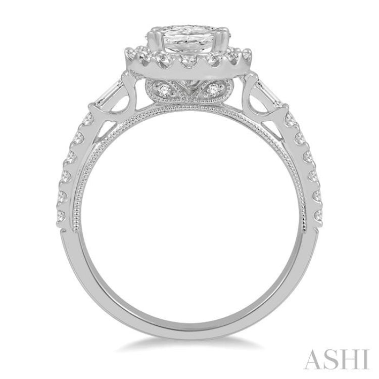5/8 Ctw Oval Shape Baguette and Round Cut Diamond Semi-Mount Engagement Ring in 14K White Gold 5/8 Ctw Oval Shape Baguette and Round Cut Diamond Semi-Mount Engagement Ring in 14K White Gold