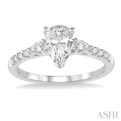 7/8 ctw Pear & Round Cut Diamond Engagement Ring With 1/2 ct Pear Cut Center Stone in 14K White Gold 7/8 ctw Pear & Round Cut Diamond Engagement Ring With 1/2 ct Pear Cut Center Stone in 14K White Gold