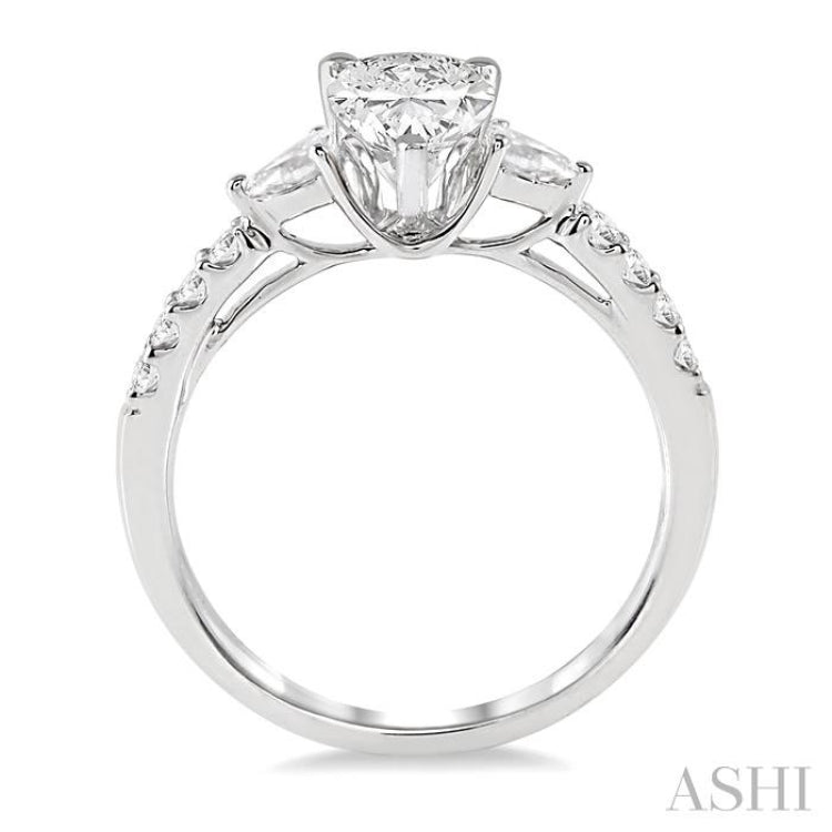 7/8 ctw Pear & Round Cut Diamond Engagement Ring With 1/2 ct Pear Cut Center Stone in 14K White Gold 7/8 ctw Pear & Round Cut Diamond Engagement Ring With 1/2 ct Pear Cut Center Stone in 14K White Gold