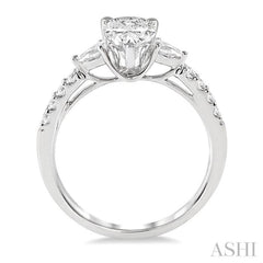 7/8 ctw Pear & Round Cut Diamond Engagement Ring With 1/2 ct Pear Cut Center Stone in 14K White Gold 7/8 ctw Pear & Round Cut Diamond Engagement Ring With 1/2 ct Pear Cut Center Stone in 14K White Gold
