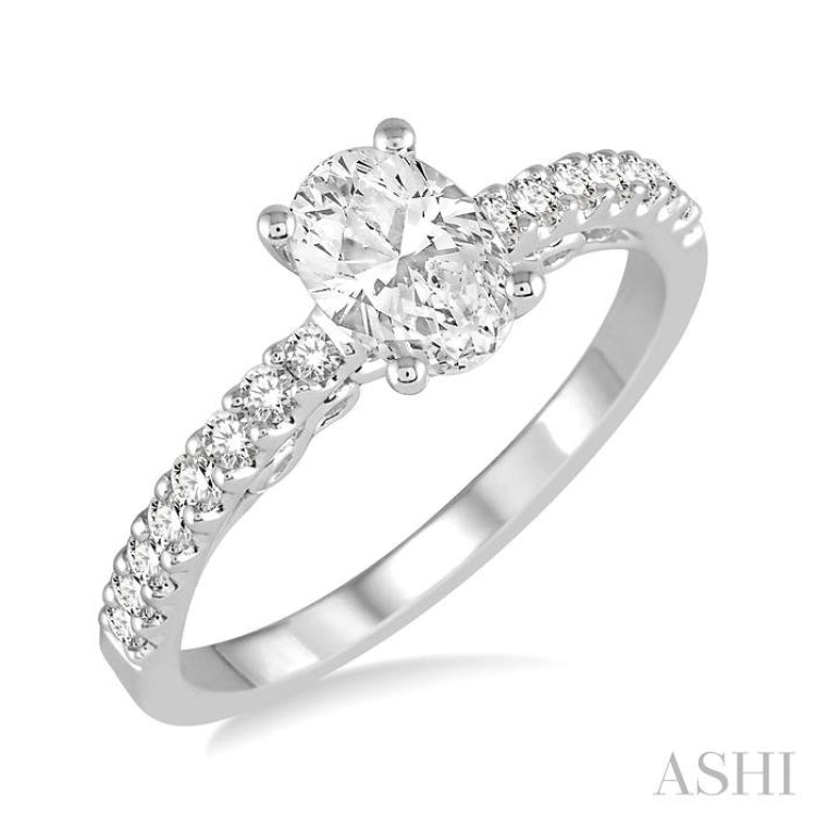 1/4 Ctw Oval Shape Semi-Mount Diamond Engagement Ring in 14K White Gold 1/4 Ctw Oval Shape Semi-Mount Diamond Engagement Ring in 14K White Gold