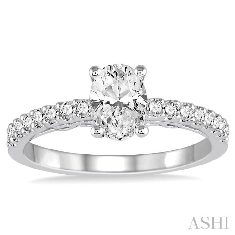1/4 Ctw Oval Shape Semi-Mount Diamond Engagement Ring in 14K White Gold 1/4 Ctw Oval Shape Semi-Mount Diamond Engagement Ring in 14K White Gold