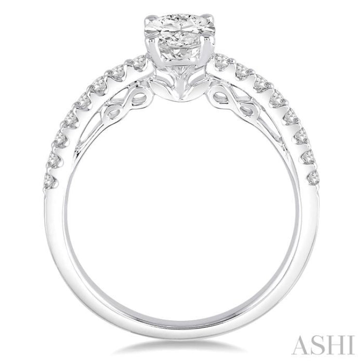1/4 Ctw Oval Shape Semi-Mount Diamond Engagement Ring in 14K White Gold 1/4 Ctw Oval Shape Semi-Mount Diamond Engagement Ring in 14K White Gold