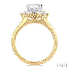 5/8 Ctw Marquise Shape Oval, Baguette and Round Cut Diamond Semi-Mount Engagement Ring in 14K Yellow and White Gold 5/8 Ctw Marquise Shape Oval, Baguette and Round Cut Diamond Semi-Mount Engagement Ring in 14K Yellow and White Gold