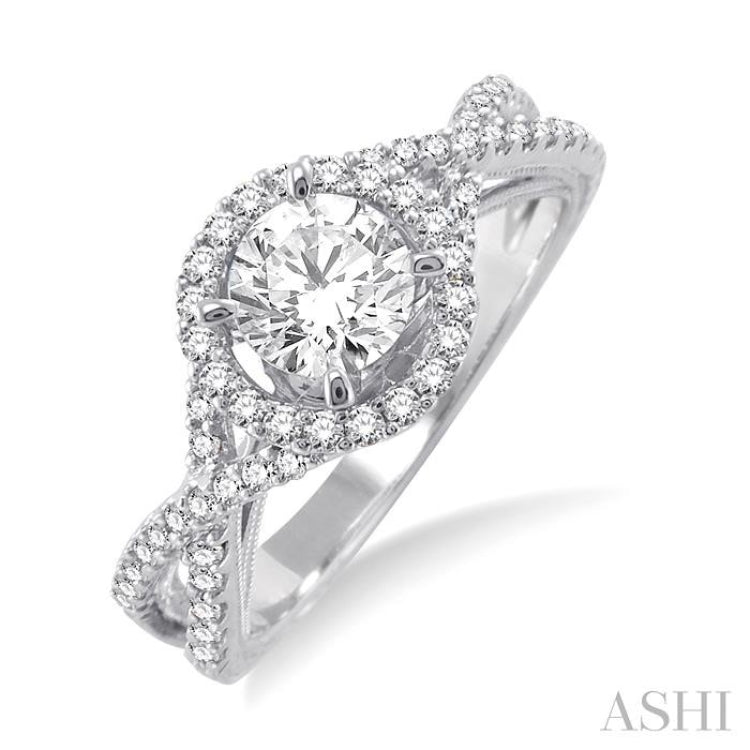 1/3 ctw Round Cut Diamond Semi-Mount Engagement Ring in 14K White Gold 1/3 ctw Round Cut Diamond Semi-Mount Engagement Ring in 14K White Gold