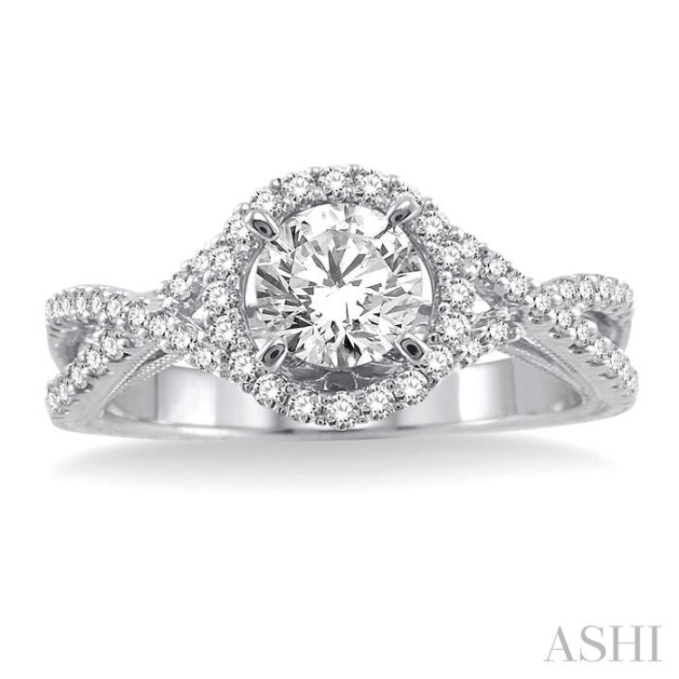 1/3 ctw Round Cut Diamond Semi-Mount Engagement Ring in 14K White Gold 1/3 ctw Round Cut Diamond Semi-Mount Engagement Ring in 14K White Gold