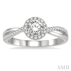 1/2 ctw Criss-Cross Shank Round Cut Diamond Ladies Engagement Ring with 1/4 Ct Round Cut Center Stone in 14K White Gold 1/2 ctw Criss-Cross Shank Round Cut Diamond Ladies Engagement Ring with 1/4 Ct Round Cut Center Stone in 14K White Gold