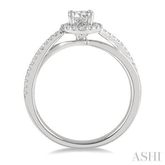 1/2 ctw Criss-Cross Shank Round Cut Diamond Ladies Engagement Ring with 1/4 Ct Round Cut Center Stone in 14K White Gold 1/2 ctw Criss-Cross Shank Round Cut Diamond Ladies Engagement Ring with 1/4 Ct Round Cut Center Stone in 14K White Gold