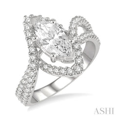 5/8 Ctw Marquise Shape Split Bypass Shank Round Cut Diamond Semi-Mount Engagement Ring in 14K White Gold 5/8 Ctw Marquise Shape Split Bypass Shank Round Cut Diamond Semi-Mount Engagement Ring in 14K White Gold