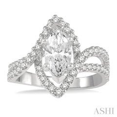 5/8 Ctw Marquise Shape Split Bypass Shank Round Cut Diamond Semi-Mount Engagement Ring in 14K White Gold 5/8 Ctw Marquise Shape Split Bypass Shank Round Cut Diamond Semi-Mount Engagement Ring in 14K White Gold