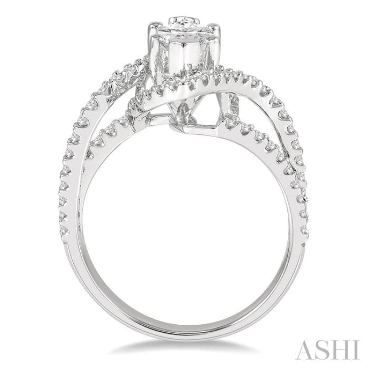 5/8 Ctw Marquise Shape Split Bypass Shank Round Cut Diamond Semi-Mount Engagement Ring in 14K White Gold 5/8 Ctw Marquise Shape Split Bypass Shank Round Cut Diamond Semi-Mount Engagement Ring in 14K White Gold