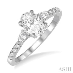 3/8 Ctw Oval Shape Pear & Round Cut Diamond Semi-Mount Engagement Ring in 14K White Gold 3/8 Ctw Oval Shape Pear & Round Cut Diamond Semi-Mount Engagement Ring in 14K White Gold