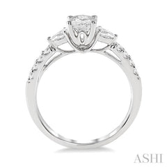 3/8 Ctw Oval Shape Pear & Round Cut Diamond Semi-Mount Engagement Ring in 14K White Gold 3/8 Ctw Oval Shape Pear & Round Cut Diamond Semi-Mount Engagement Ring in 14K White Gold