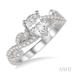 1/3 ctw Round Diamond Pear Shape Semi-Mount Engagement Ring in 14K White Gold 1/3 ctw Round Diamond Pear Shape Semi-Mount Engagement Ring in 14K White Gold