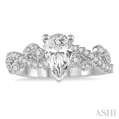1/3 ctw Round Diamond Pear Shape Semi-Mount Engagement Ring in 14K White Gold 1/3 ctw Round Diamond Pear Shape Semi-Mount Engagement Ring in 14K White Gold