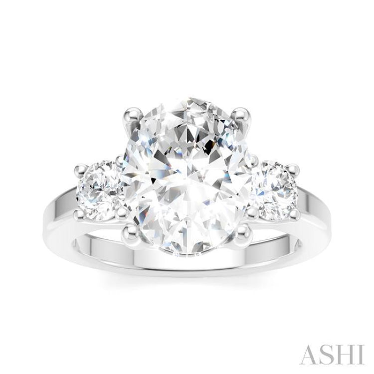 1/2 Ctw Tri-Mount Past, Present and Future Oval Shape Center Round Cut Diamond Semi-Mount Engagement Ring in 14K White Gold 1/2 Ctw Tri-Mount Past, Present and Future Oval Shape Center Round Cut Diamond Semi-Mount Engagement Ring in 14K White Gold