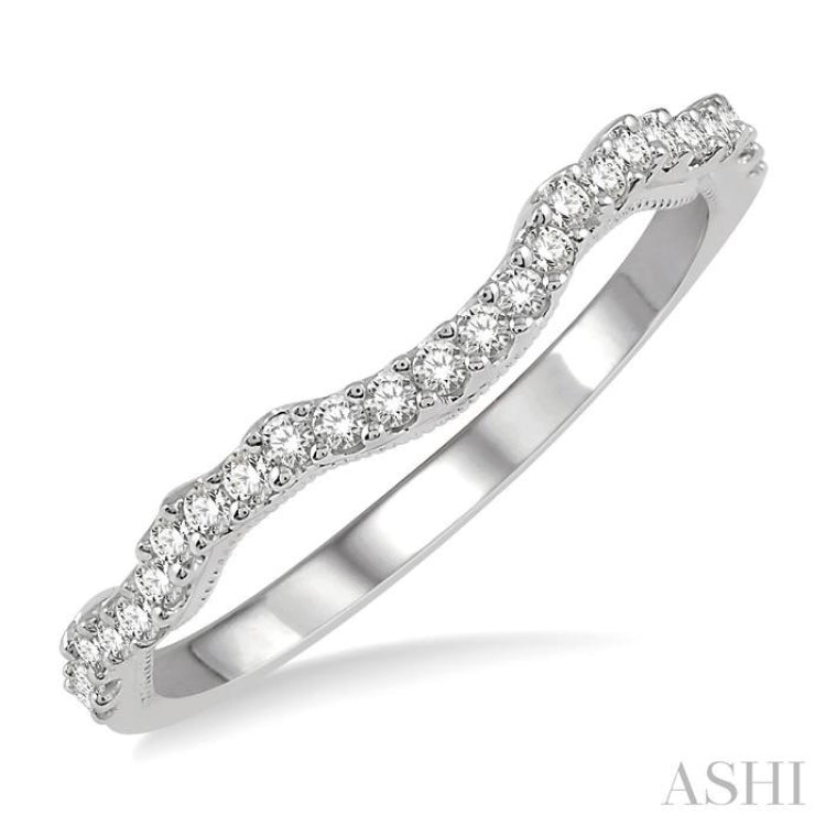 1/5 Ctw Curvy Round Cut Diamond Wedding Band in 14K White Gold 1/5 Ctw Curvy Round Cut Diamond Wedding Band in 14K White Gold