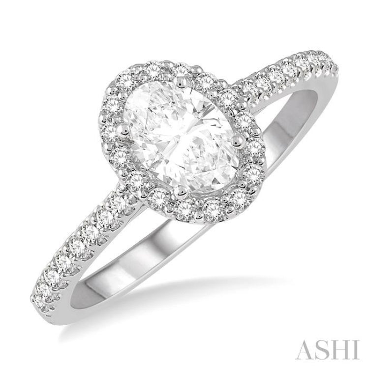 1/4 Ctw Oval Shape Semi-Mount Diamond Engagement Ring in 14K White Gold 1/4 Ctw Oval Shape Semi-Mount Diamond Engagement Ring in 14K White Gold