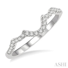 1/6 Ctw Curved Round Cut Diamond Wedding Band in 14K White Gold 1/6 Ctw Curved Round Cut Diamond Wedding Band in 14K White Gold