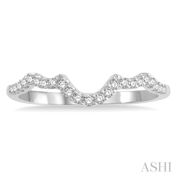 1/6 Ctw Curved Round Cut Diamond Wedding Band in 14K White Gold 1/6 Ctw Curved Round Cut Diamond Wedding Band in 14K White Gold