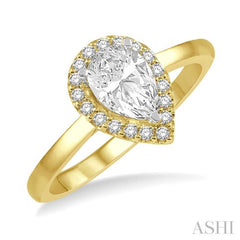 1/3 ctw Round Cut Diamond Halo Engagement Ring With 1/4 ct Pear Cut Center Stone in 14K Yellow and White Gold 1/3 ctw Round Cut Diamond Halo Engagement Ring With 1/4 ct Pear Cut Center Stone in 14K Yellow and White Gold