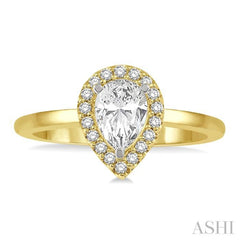 1/3 ctw Round Cut Diamond Halo Engagement Ring With 1/4 ct Pear Cut Center Stone in 14K Yellow and White Gold 1/3 ctw Round Cut Diamond Halo Engagement Ring With 1/4 ct Pear Cut Center Stone in 14K Yellow and White Gold