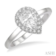 1/10 Ctw Round Cut Diamond Halo Semi-Mount Engagement Ring in 14K White Gold 1/10 Ctw Round Cut Diamond Halo Semi-Mount Engagement Ring in 14K White Gold