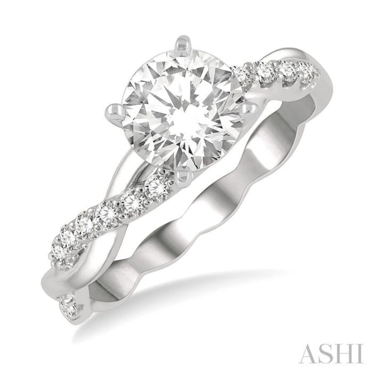 1/5 Ctw Round Center Semi-Mount Diamond Engagement Ring in 14K White Gold 1/5 Ctw Round Center Semi-Mount Diamond Engagement Ring in 14K White Gold