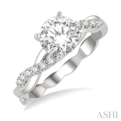 1/5 Ctw Round Center Semi-Mount Diamond Engagement Ring in 14K White Gold 1/5 Ctw Round Center Semi-Mount Diamond Engagement Ring in 14K White Gold