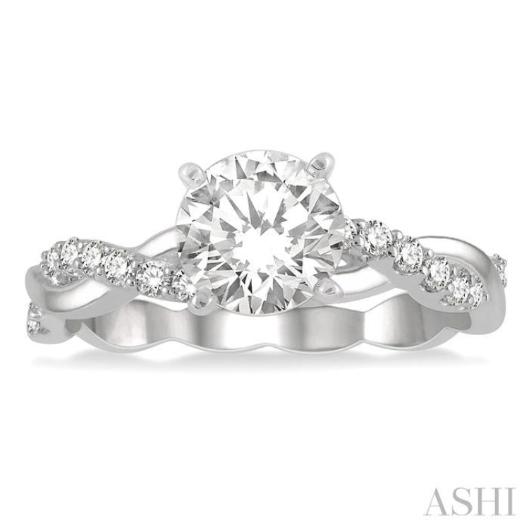 1/5 Ctw Round Center Semi-Mount Diamond Engagement Ring in 14K White Gold 1/5 Ctw Round Center Semi-Mount Diamond Engagement Ring in 14K White Gold