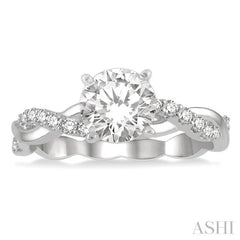 1/5 Ctw Round Center Semi-Mount Diamond Engagement Ring in 14K White Gold 1/5 Ctw Round Center Semi-Mount Diamond Engagement Ring in 14K White Gold