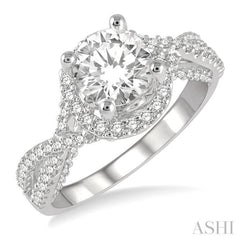 1/2 ctw Circular Center Criss-Cross Shank Round Cut Diamond Semi-Mount Engagement Ring in 14K White Gold 1/2 ctw Circular Center Criss-Cross Shank Round Cut Diamond Semi-Mount Engagement Ring in 14K White Gold