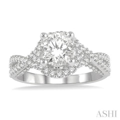 1/2 ctw Circular Center Criss-Cross Shank Round Cut Diamond Semi-Mount Engagement Ring in 14K White Gold 1/2 ctw Circular Center Criss-Cross Shank Round Cut Diamond Semi-Mount Engagement Ring in 14K White Gold