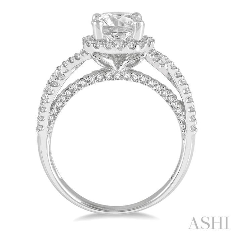 1/2 ctw Circular Center Criss-Cross Shank Round Cut Diamond Semi-Mount Engagement Ring in 14K White Gold 1/2 ctw Circular Center Criss-Cross Shank Round Cut Diamond Semi-Mount Engagement Ring in 14K White Gold