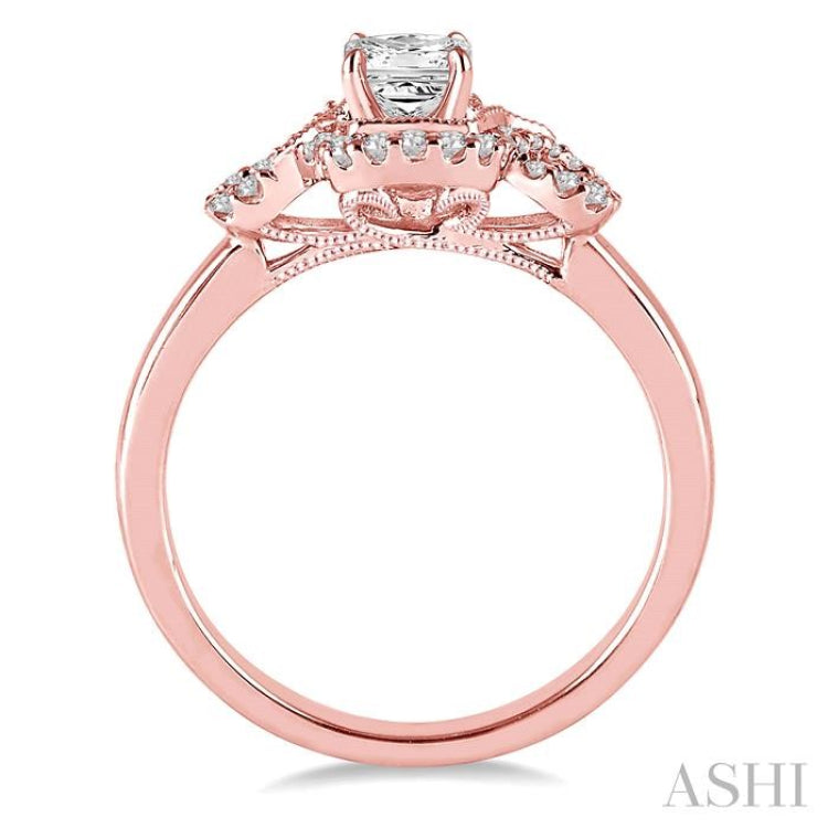 3/8 ctw Diamond Engagement Ring with 1/5 ct Princess Cut Center Stone in 14K Rose Gold 3/8 ctw Diamond Engagement Ring with 1/5 ct Princess Cut Center Stone in 14K Rose Gold