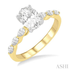 3/8 Ctw Oval Shape Marquise & Round Cut Diamond Semi-Mount Engagement Ring in 14K Yellow and White Gold 3/8 Ctw Oval Shape Marquise & Round Cut Diamond Semi-Mount Engagement Ring in 14K Yellow and White Gold