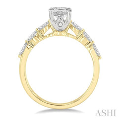 3/8 Ctw Oval Shape Marquise & Round Cut Diamond Semi-Mount Engagement Ring in 14K Yellow and White Gold 3/8 Ctw Oval Shape Marquise & Round Cut Diamond Semi-Mount Engagement Ring in 14K Yellow and White Gold