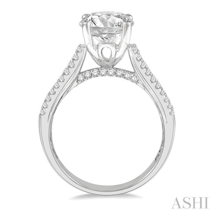 1 5/8 ctw Wide Shank Baguette and Round Cut Diamond Semi-Mount Engagement Ring in 14K White Gold 1 5/8 ctw Wide Shank Baguette and Round Cut Diamond Semi-Mount Engagement Ring in 14K White Gold