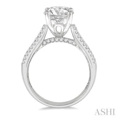 1 5/8 ctw Wide Shank Baguette and Round Cut Diamond Semi-Mount Engagement Ring in 14K White Gold 1 5/8 ctw Wide Shank Baguette and Round Cut Diamond Semi-Mount Engagement Ring in 14K White Gold