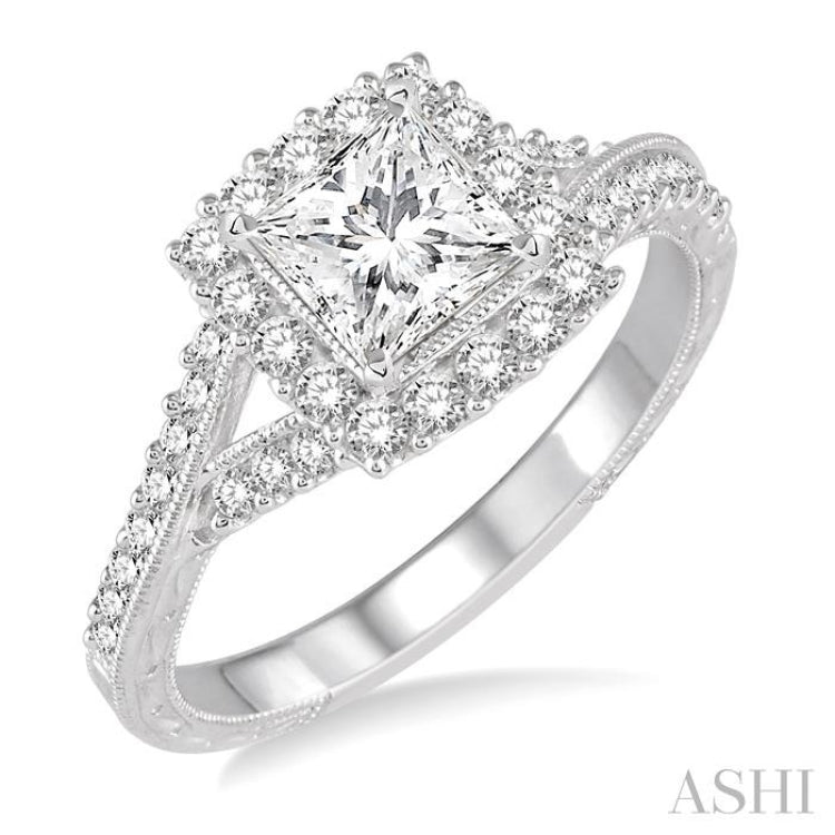 1/2 Ctw Round Diamond Semi-Mount Engagement Ring in 14K White Gold 1/2 Ctw Round Diamond Semi-Mount Engagement Ring in 14K White Gold