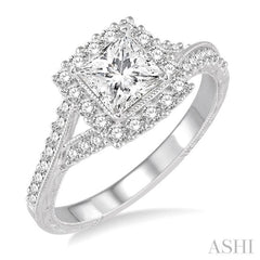 1/2 Ctw Round Diamond Semi-Mount Engagement Ring in 14K White Gold 1/2 Ctw Round Diamond Semi-Mount Engagement Ring in 14K White Gold