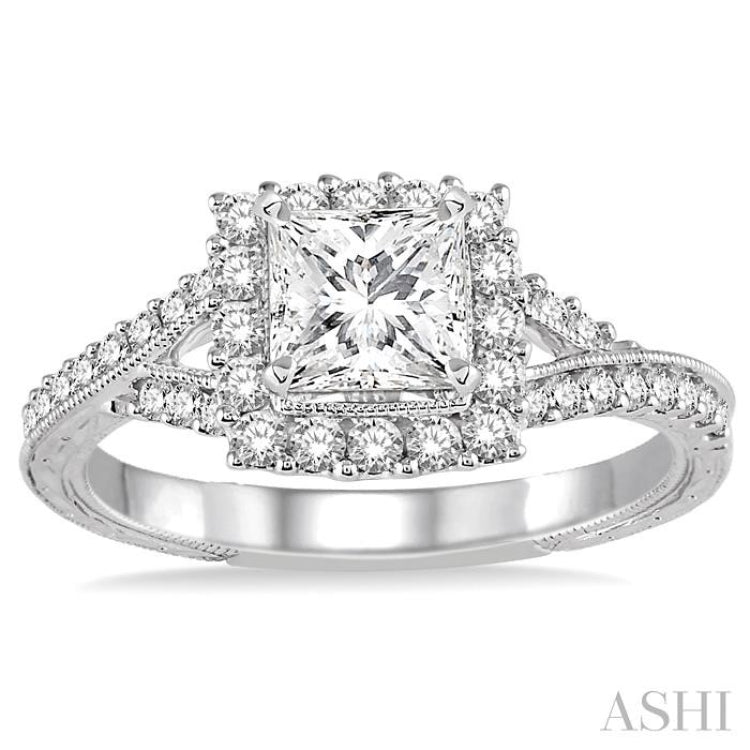 1/2 Ctw Round Diamond Semi-Mount Engagement Ring in 14K White Gold 1/2 Ctw Round Diamond Semi-Mount Engagement Ring in 14K White Gold
